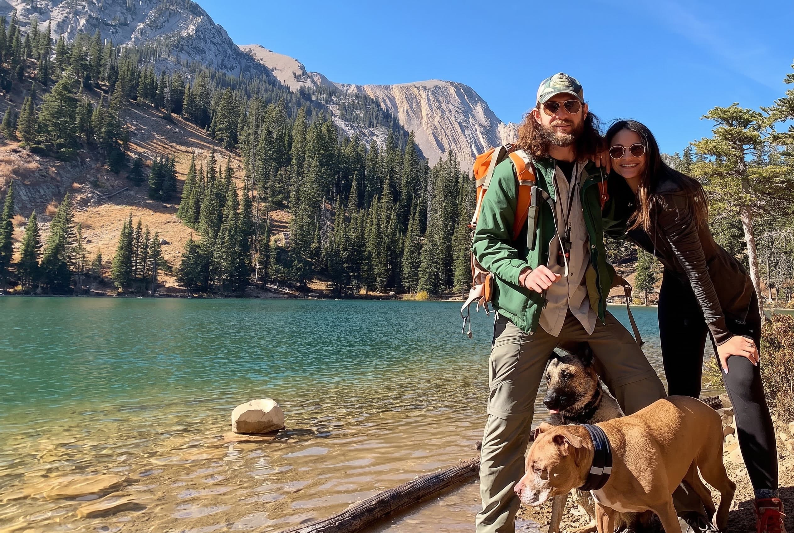 A couple hiking together in Big Sky, Montana
